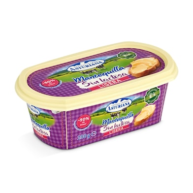 Mantequilla ligera sin lactosa Asturiana 250 g-0 Mantequilla ligera sin lactosa Asturiana 250 g-0