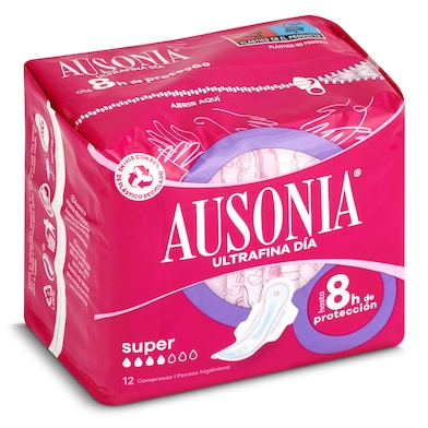 Compresas super con alas Ausonia 12 unidades-0