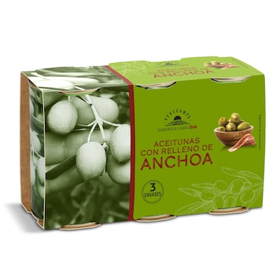 Aceitunas rellenas de anchoa Dia Vegecampo 3 x 150 g-0