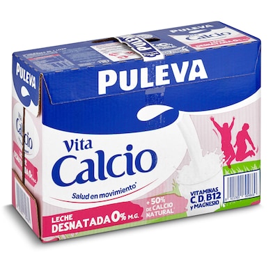 Leche desnatada calcio Puleva pack 6 x 1 L-0 Leche desnatada calcio Puleva pack 6 x 1 L-0