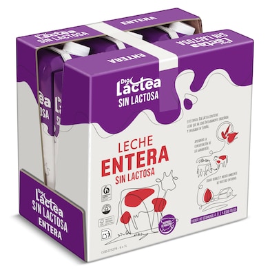 Leche entera sin lactosa Dia Láctea pack 6 x 1 L-0 Leche entera sin lactosa Dia Láctea pack 6 x 1 L-0