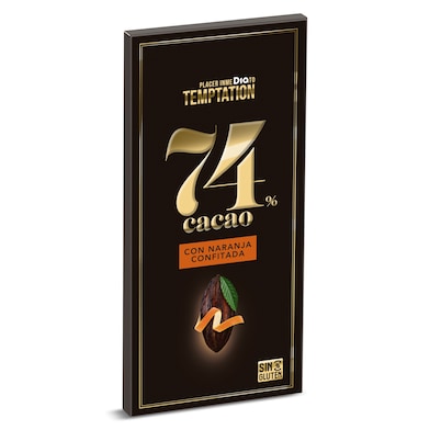 Chocolate negro 74% cacao con naranja confitada Dia Temptation 100 g-0 Chocolate negro 74% cacao con naranja confitada Dia Temptation 100 g-0
