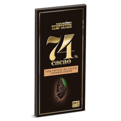 Chocolate negro 74% con cacao caramelizado Dia Temptation 100 g-0