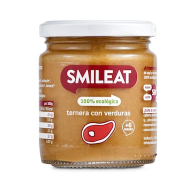 Puré de ternera con verduras 100% ecológico Smileat 230 g-0 Puré de ternera con verduras 100% ecológico Smileat 230 g-0