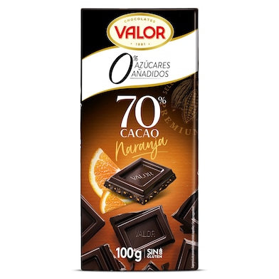 Chocolate negro 70% naranja sin azúcar añadido Valor 100 g-0 Chocolate negro 70% naranja sin azúcar añadido Valor 100 g-0