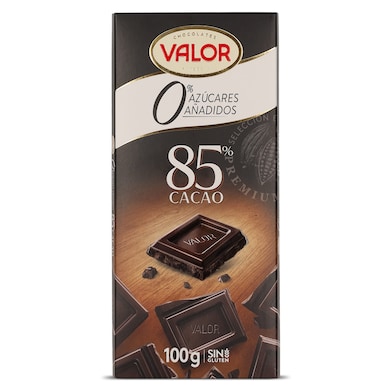 Chocolate negro 85% cacao sin azúcar añadido Valor 100 g-0 Chocolate negro 85% cacao sin azúcar añadido Valor 100 g-0