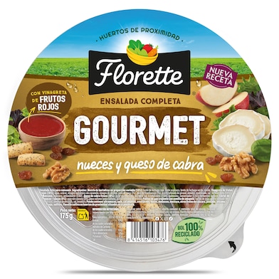 Ensalada gourmet con nueces y queso de cabra Florette 175 g-0 Ensalada gourmet con nueces y queso de cabra Florette 175 g-0
