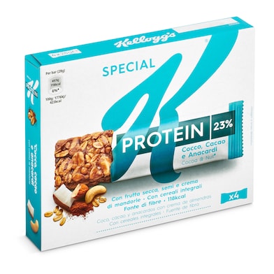 Barritas de cereales con coco, cacao, anacardos y crema de almendra protein Kellogg's Special K 112 g-0