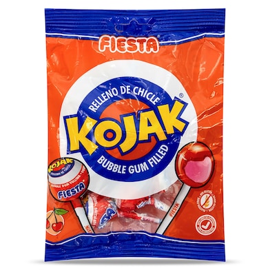 Piruletas rellenas con chicle Kojak Fiesta 105 g-0 Piruletas rellenas con chicle Kojak Fiesta 105 g-0