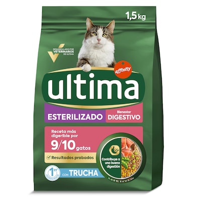 Alimento para gatos esterilizados digestivo con trucha Ultima 1.5 kg-0