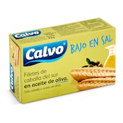 Filetes de caballa en aceite de oliva bajo en sal Calvo 82 g