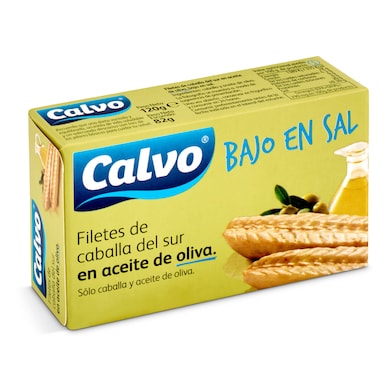 Filetes de caballa en aceite de oliva bajo en sal Calvo 82 g-0 Filetes de caballa en aceite de oliva bajo en sal Calvo 82 g-0