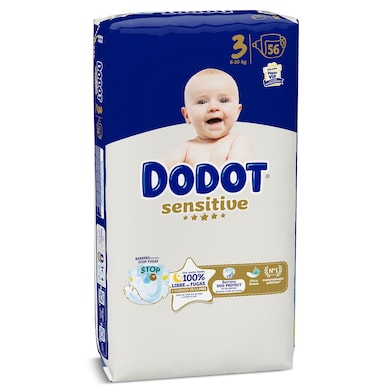 Pañales 6-10 kg talla 3 Dodot 56 unidades-0 Pañales 6-10 kg talla 3 Dodot 56 unidades-0