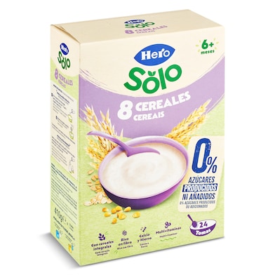 Papilla 8 cereales sin azúcares añadidos Hero Baby 410 g-0 Papilla 8 cereales sin azúcares añadidos Hero Baby 410 g-0