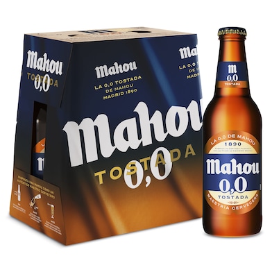 Cerveza tostada 0,0% alcohol Mahou pack 6 x 25 cl-0 Cerveza tostada 0,0% alcohol Mahou pack 6 x 25 cl-0
