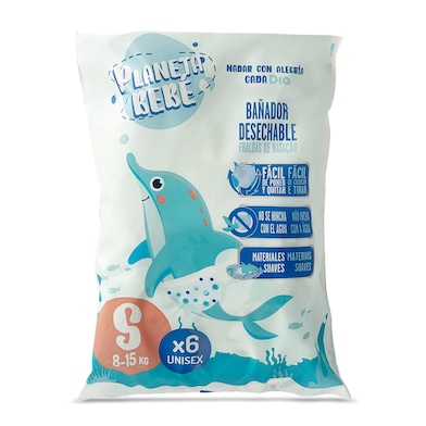 Pañales de agua bañador talla S 8-15 kg Dia Planeta Bebé 6 unidades-0 Pañales de agua bañador talla S 8-15 kg Dia Planeta Bebé 6 unidades-0