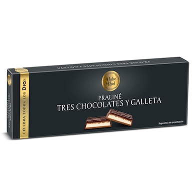 Turrón de praliné tres chocolates Dia Dulce Noel 150 g-0