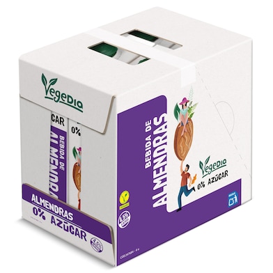 Bebida de almendras 0% azúcares Dia Vegedia pack 6 x 1 L-0 Bebida de almendras 0% azúcares Dia Vegedia pack 6 x 1 L-0