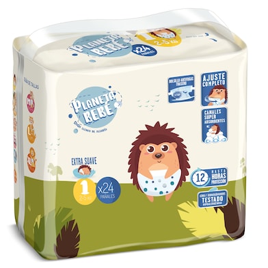 Pañales 2-5 kg talla 1 Dia Planeta Bebé 24 unidades-0 Pañales 2-5 kg talla 1 Dia Planeta Bebé 24 unidades-0