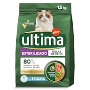 Alimento para gatos esterilizados anti bolas con trucha Ultima 1.5 Kg