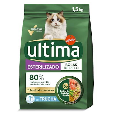 Alimento para gatos esterilizados anti bolas con trucha Ultima 1.5 Kg-0