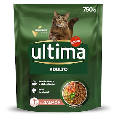 Alimento para gatos adultos con salmón Ultima 750 g-0