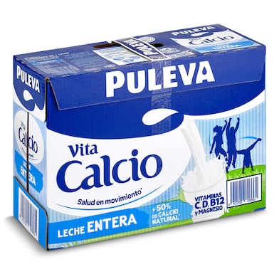 Leche entera calcio Puleva pack 6 x 1 L-0 Leche entera calcio Puleva pack 6 x 1 L-0