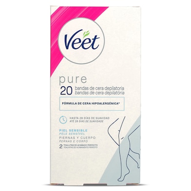 Bandas de cera corporales para pieles sensibles Veet 20 unidades-0
