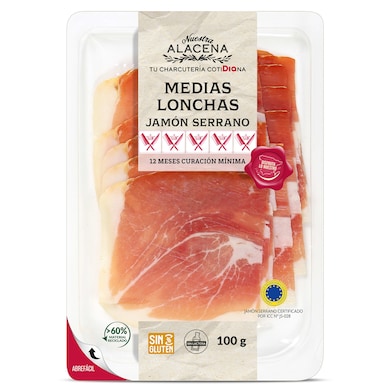 Jamón serrano medias lonchas Dia Nuestra Alacena 100 g-0