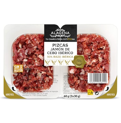 Pizcas de jamón de cebo 50 % raza ibérica Dia Nuestra Alacena 60 g-0 Pizcas de jamón de cebo 50 % raza ibérica Dia Nuestra Alacena 60 g-0