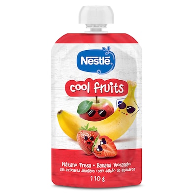 Alimento infantil con puré de plátano y fresa cool fruits Nestlé 110 g-0 Alimento infantil con puré de plátano y fresa cool fruits Nestlé 110 g-0