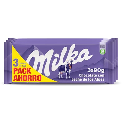 Chocolate con leche Milka 3 x 90 g-0 Chocolate con leche Milka 3 x 90 g-0