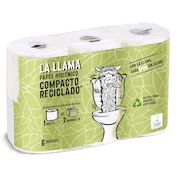 Papel higiénico reciclado doble rollo Dia La Llama 6 unidades