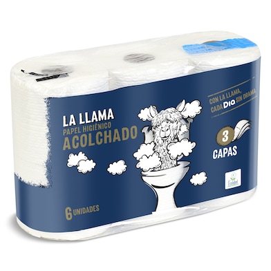 Papel higiénico acolchado 3 capas Dia La Llama 6 unidades-0