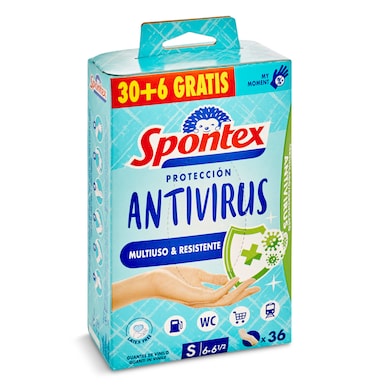 Guantes desechables protección antivirus talla S Spontex bolsa 36 unidades-0 Guantes desechables protección antivirus talla S Spontex bolsa 36 unidades-0