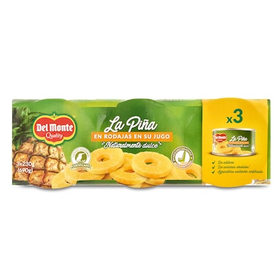 Piña en su jugo en rodajas Del monte 3 x 140 g-0 Piña en su jugo en rodajas Del monte 3 x 140 g-0