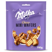 Galletas de barquillo recubiertas de chocolate mini wafers Milka 110 g