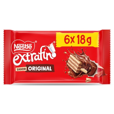 Barritas de galleta y chocolate con leche Nestlé Extrafino pack 108 g-0 Barritas de galleta y chocolate con leche Nestlé Extrafino pack 108 g-0