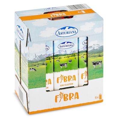 Leche semidesnatada fibra Asturiana pack 6 x 1 L-0 Leche semidesnatada fibra Asturiana pack 6 x 1 L-0