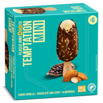 Helado mini bombón almendrado Dia Temptation 6 x 36 g-0 Helado mini bombón almendrado Dia Temptation 6 x 36 g-0