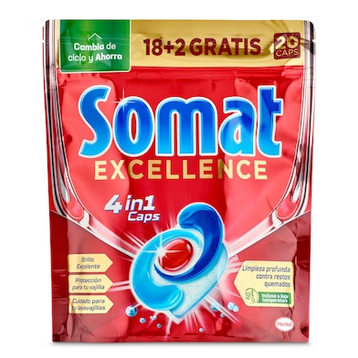 Lavavajillas máquina excellence Somat bolsa 20 unidades-0 Lavavajillas máquina excellence Somat bolsa 20 unidades-0
