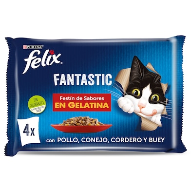 Alimento para gatos fantastic con pollo, conejo, cordero y buey Felix 4 x 85 g-0 Alimento para gatos fantastic con pollo, conejo, cordero y buey Felix 4 x 85 g-0