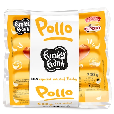 Salchichas Viena de pollo Dia Funky Frank 3 x 200 g-0