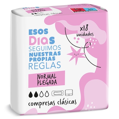 Compresas clásicas normal plegada Esos Dias 18 unidades-0 Compresas clásicas normal plegada Esos Dias 18 unidades-0