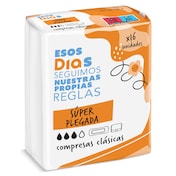 Compresas clásicas súper plegada Esos Dias 16 unidades