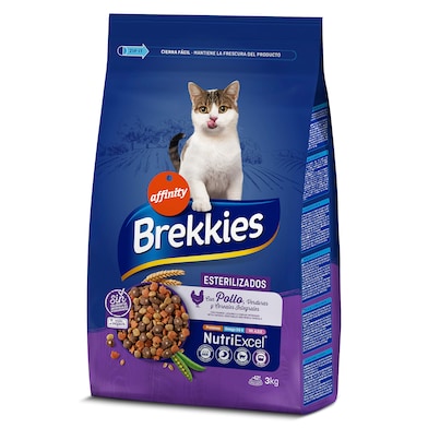 Alimento para gatos esterilizados con pollo Brekkies 3 Kg-0