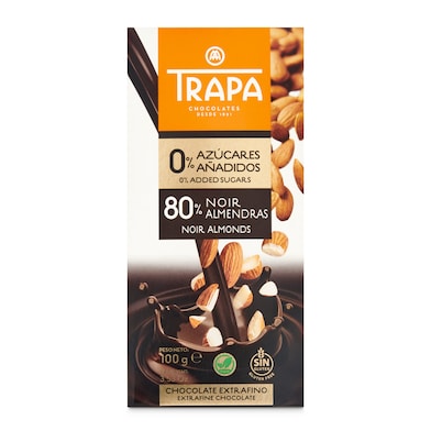 Chocolate negro con almendras Trapa 100 g-0 Chocolate negro con almendras Trapa 100 g-0