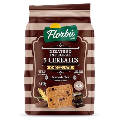 Galletas integrales con 5 cereales y chocolate Florbu 370 g-0 Galletas integrales con 5 cereales y chocolate Florbu 370 g-0