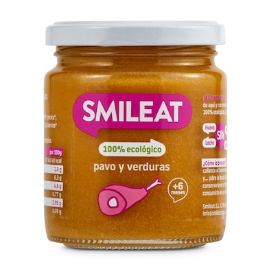 Puré de verduras y pavo 100% ecológico Smileat 230 g-0