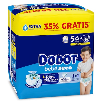 Pañales 12-17 kg talla 5 Dodot 56 unidades-0 Pañales 12-17 kg talla 5 Dodot 56 unidades-0